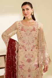 Beige Embroidered Raw Silk Dress Set
