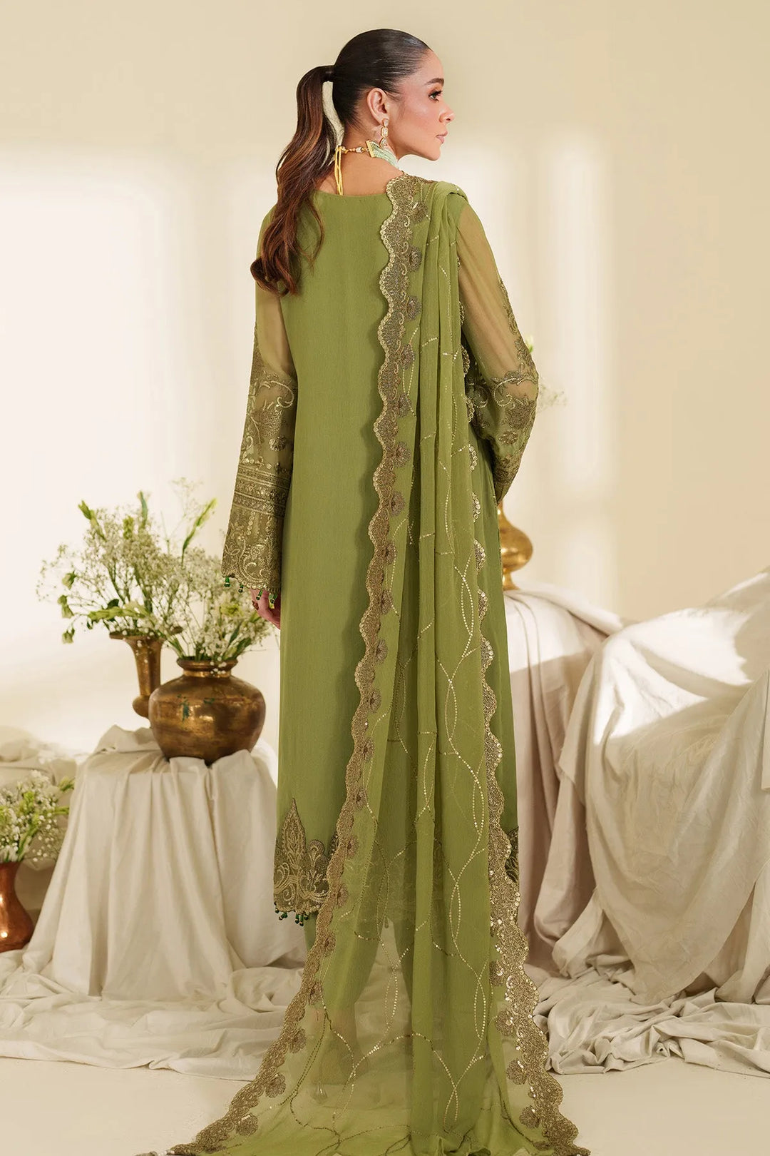 Embroidered Raw Silk Lehenga With Dupatta