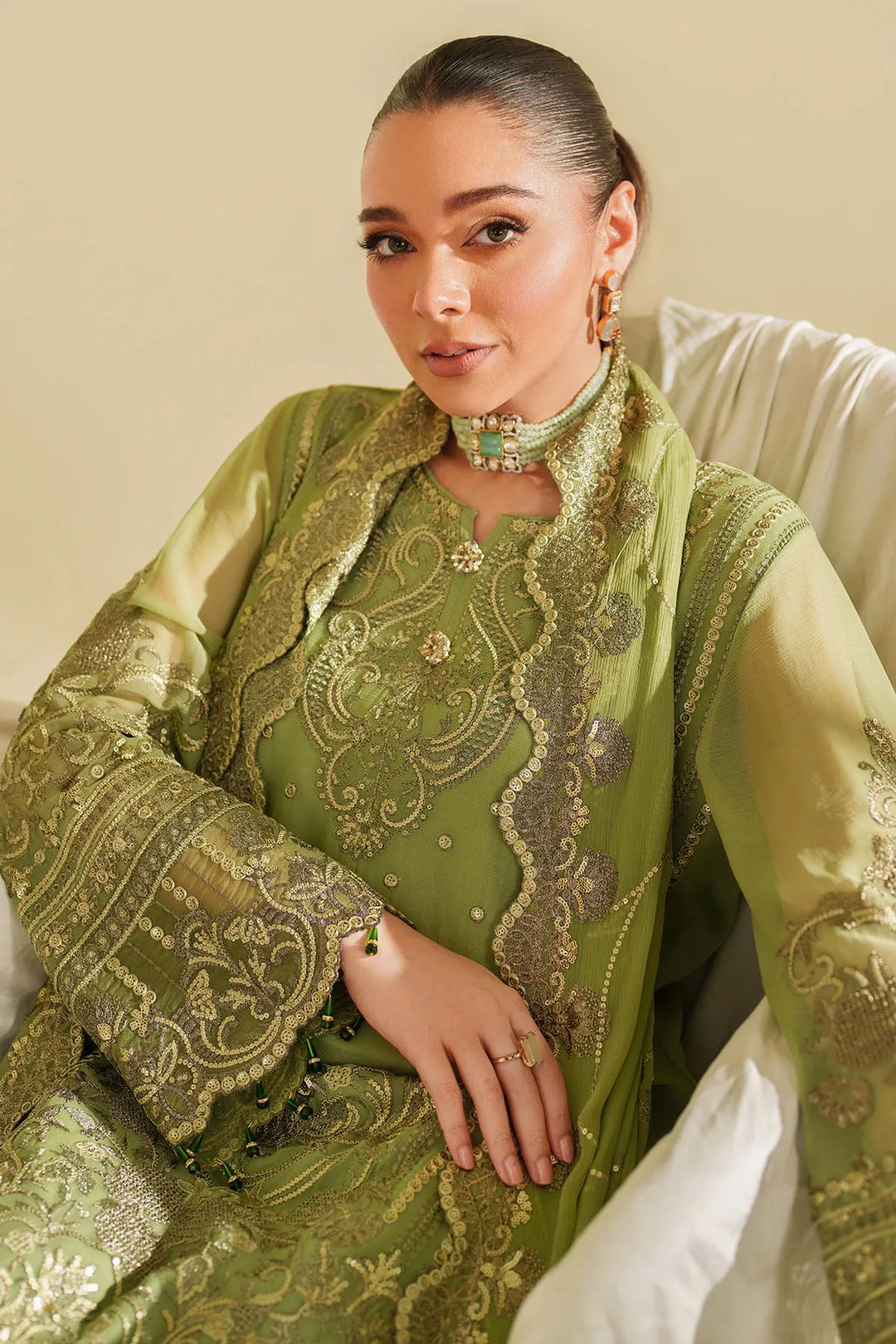 Embroidered Raw Silk Lehenga With Dupatta
