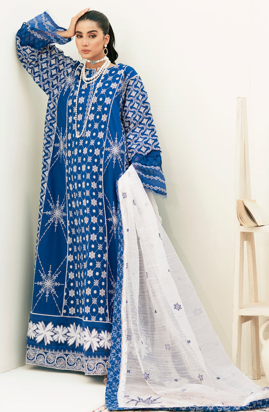 Azure Blue Embroidered Pakistani Salwar Kameez Dupatta Salwar Suit