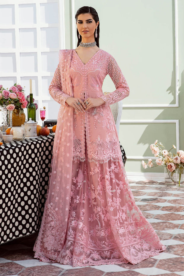 Baby Pink Heavily Embellished Kameez Gharara Pakistani Wedding Dress