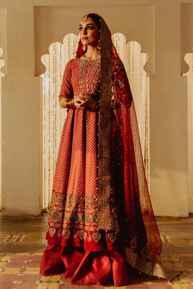 Barat Dress in Pishwas Frock and Bridal Lehenga Style