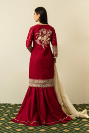 Beautiful Red Embroidered Salwar Kameez Dupatta Pakistani Party Wear
