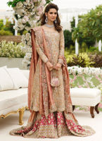 Beautiful Designer Embroidered Bridal Dress in Rose Gold Color