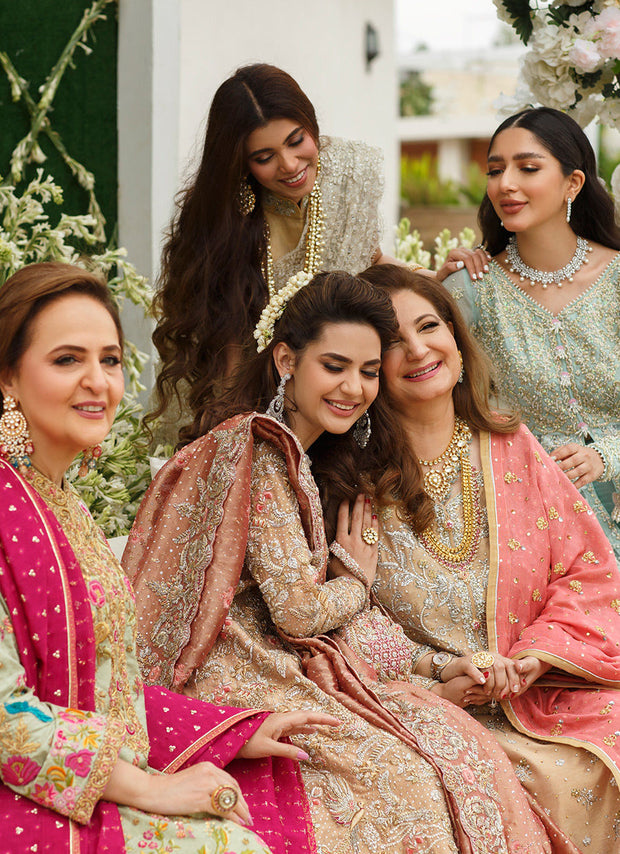Beautiful Designer Embroidery Bridal Dress in Rose Gold Color