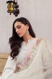 Beautifull White Pakistani Salwar Kameez with Jacquard Dupatta