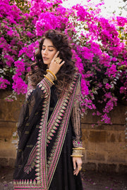 Black Chiffon Long Pishwas Pakistani Party Dresses  2023