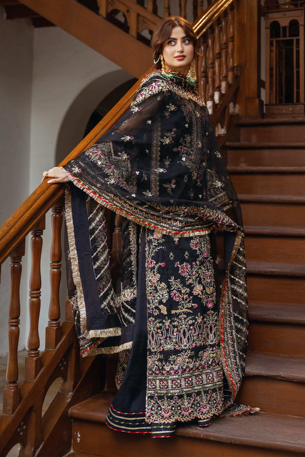 Black Heavily Embroidered Pakistani Wedding Dress Salwar Kameez