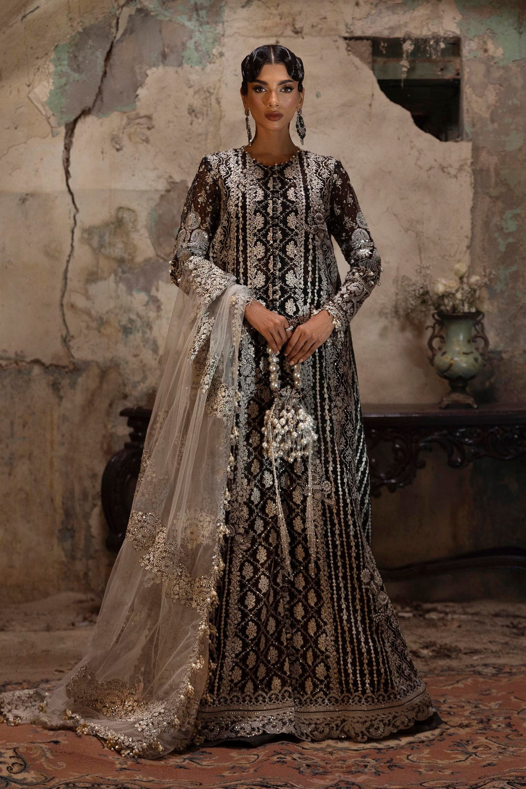 Black Monochrome Elegance Pakistani Party Dress