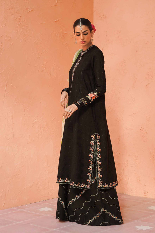 Black Pakistani Salwar Kameez Party Dress In Trouser Style 2023