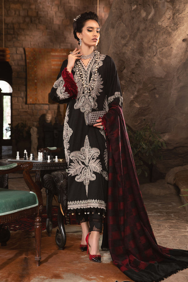 Black and Maroon Embroidered Pakistani Salwar Kameez with Dupatta