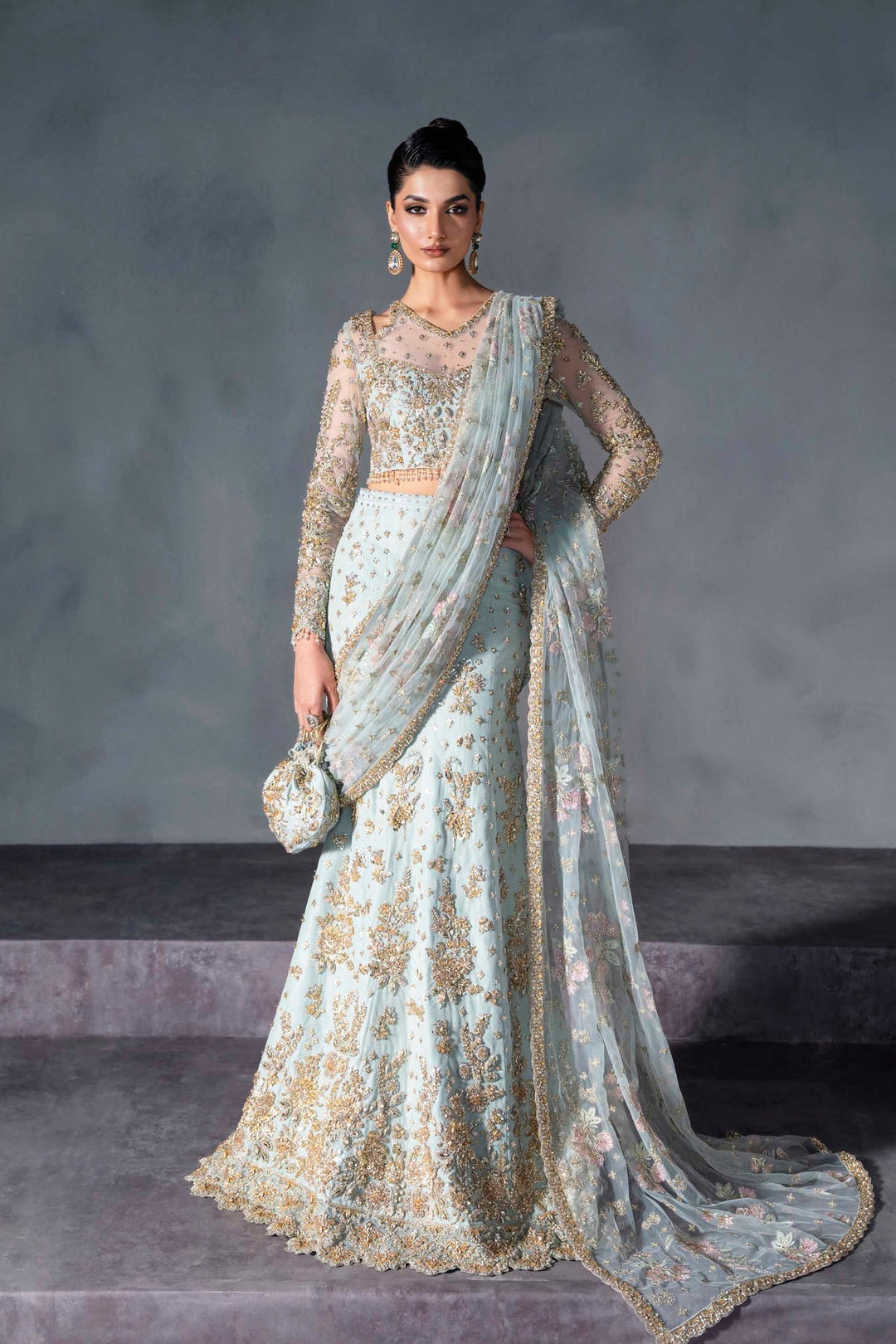 Elegant Blue Bridal Lehenga Choli Set for Weddings