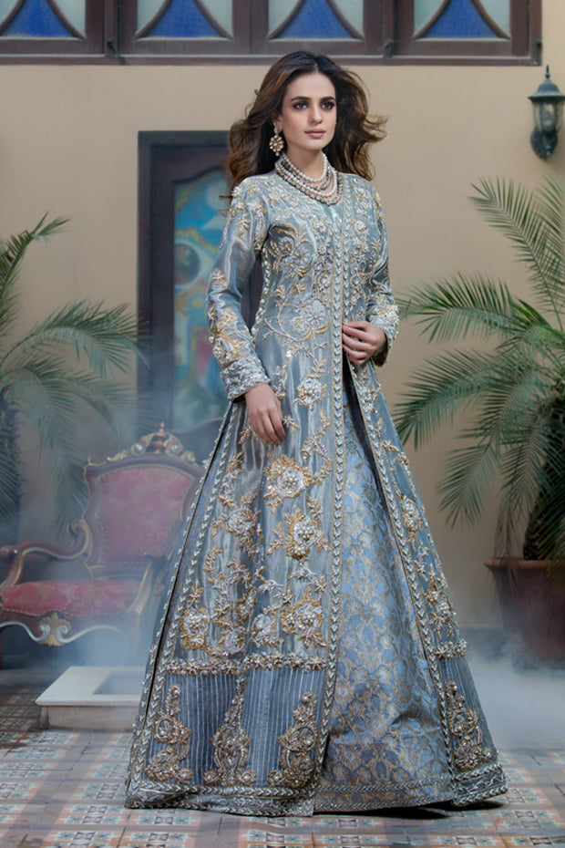 Blue Embellished Kameez Lehenga Pakistani Wedding Dresses