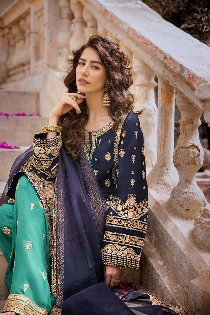 Blue Green Salwar Kameez for Pakistani 