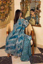 Blue Pakistani Party Dress in Kameez and Sharara Style
