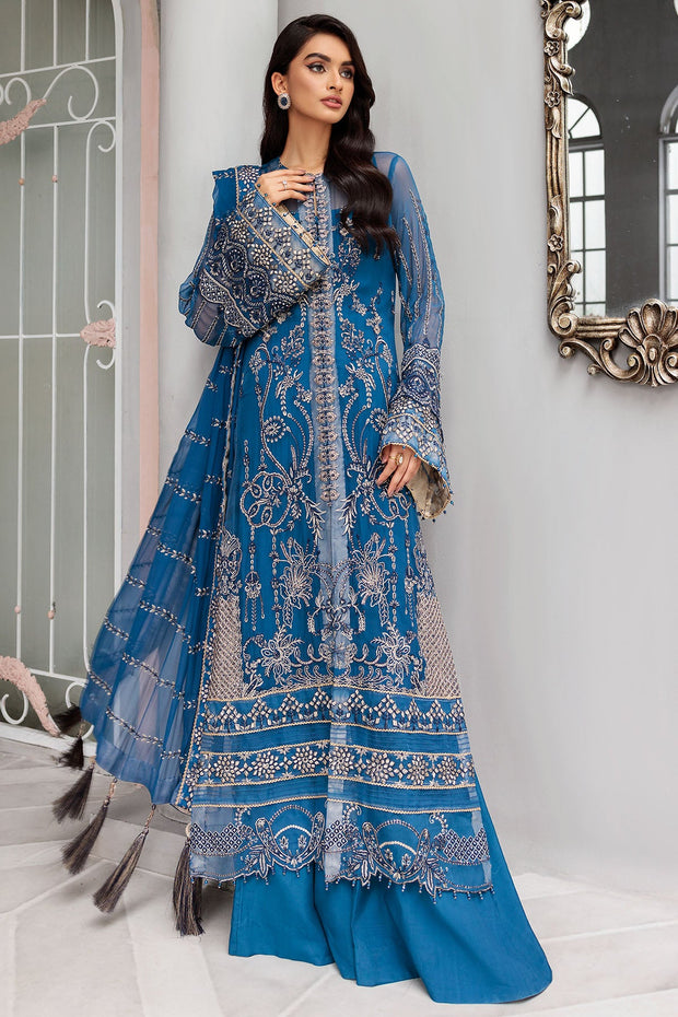 Blue Pakistani Salwar Kameez Dupatta in Premium Chiffon Fabric