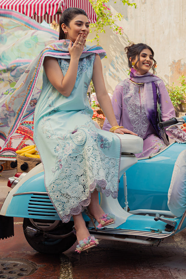 Blue Pakistani Salwar Kameez with Printed Dupatta