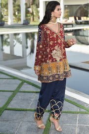 Blue Red Silk Salwar Kameez Pakistani Wedding Dresses