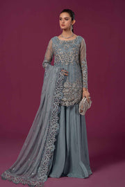 Bluish Grey Embroidered Maria B Luxury Formal Pakistani Salwar Suit
