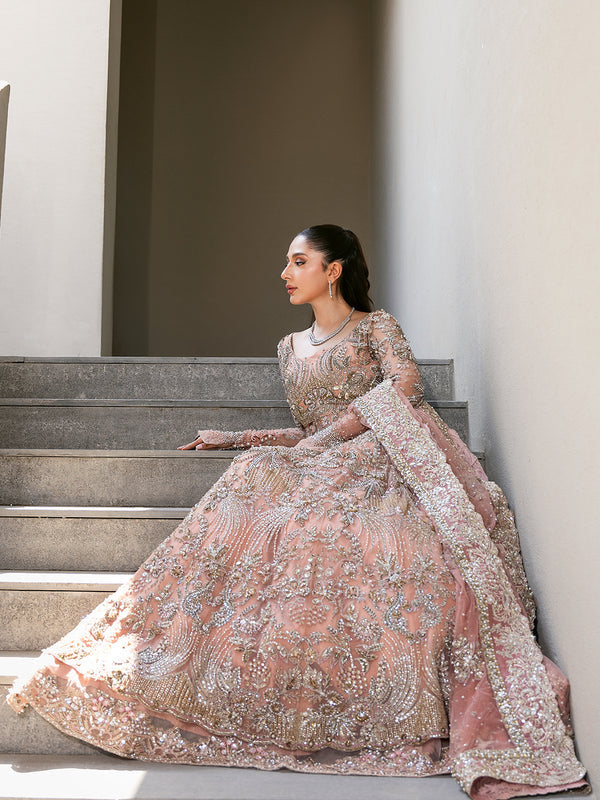 Elegant Blush Pink Pakistani Bridal Dress & Lehenga
