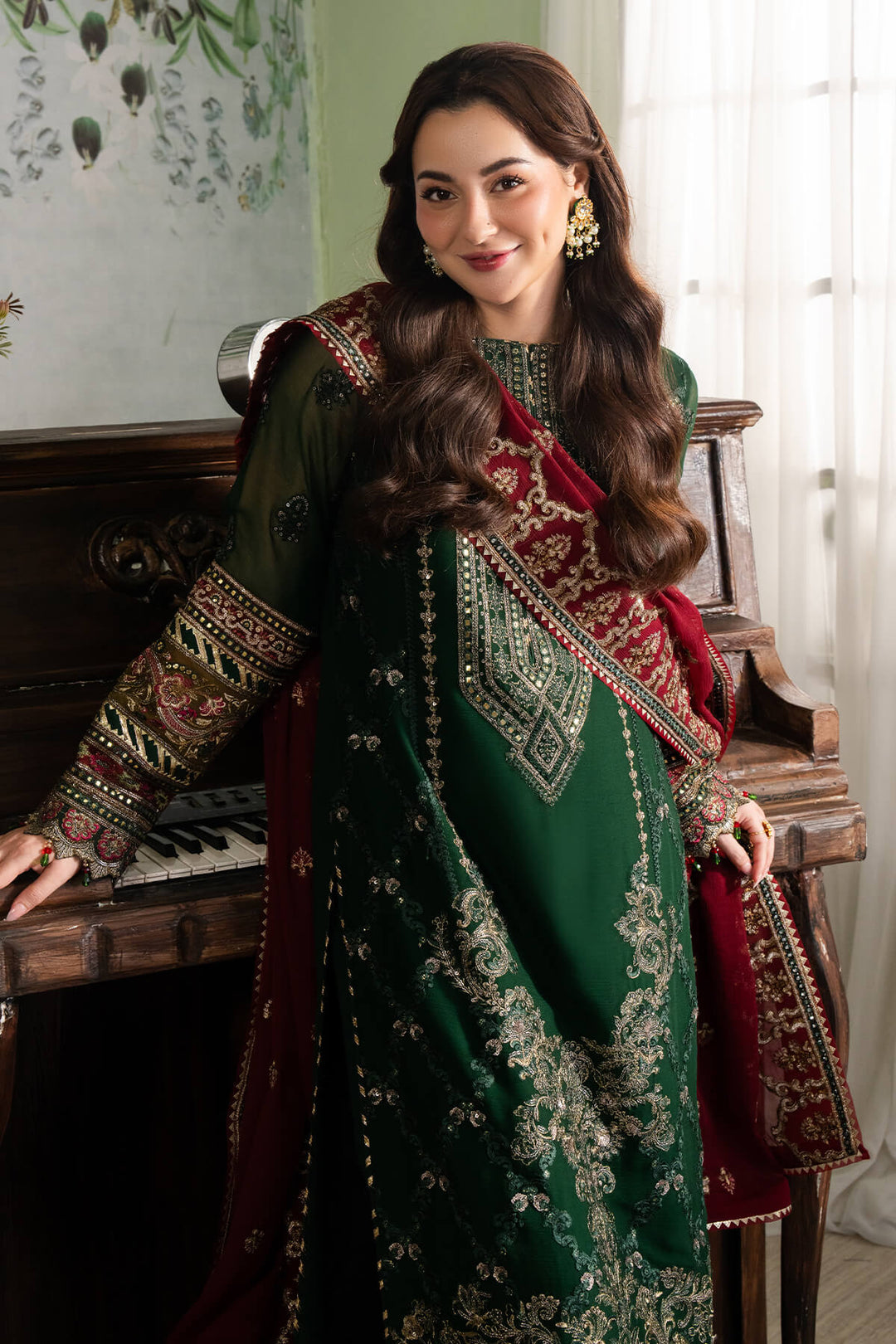 Bottle Green Heavily Embroidered Pakistani Salwar Kameez Party Suit Nameera by Farooq Bottle Green Heavily Embroidered Pakistani Salwar Kameez Party Suit Nameera by Farooq