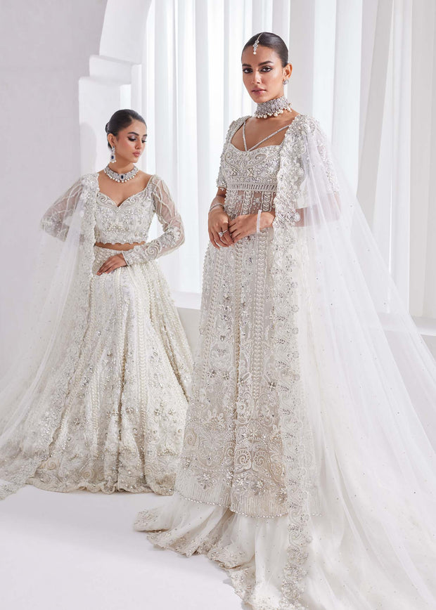 Bridal Lehenga Kameez Dupatta White Pakistani Wedding Dress