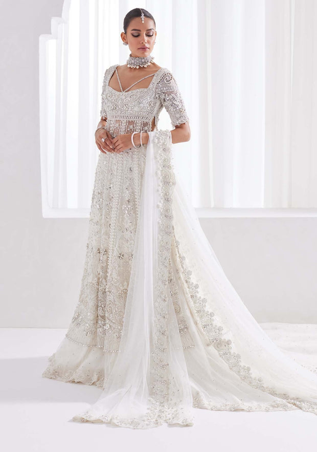 Bridal Lehenga Kameez White Pakistani Wedding Dress