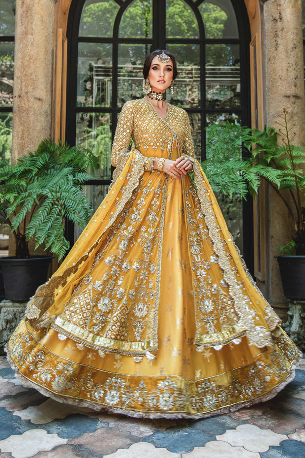 Pakistani Bridal Lehenga and Net Angrakha Frock Dress – Nameera by Farooq