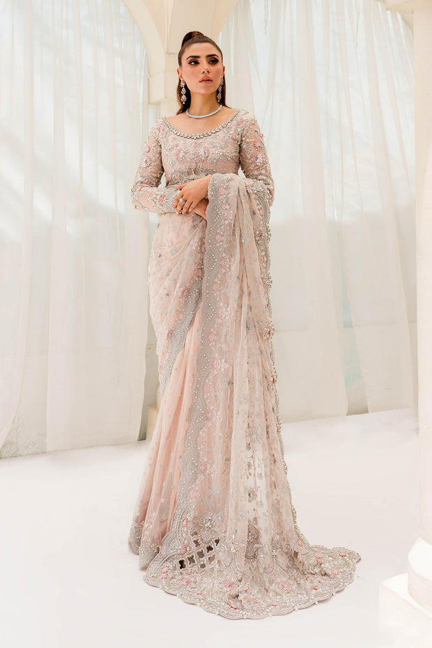 Bridal Saree Dress in Pink for Wedding