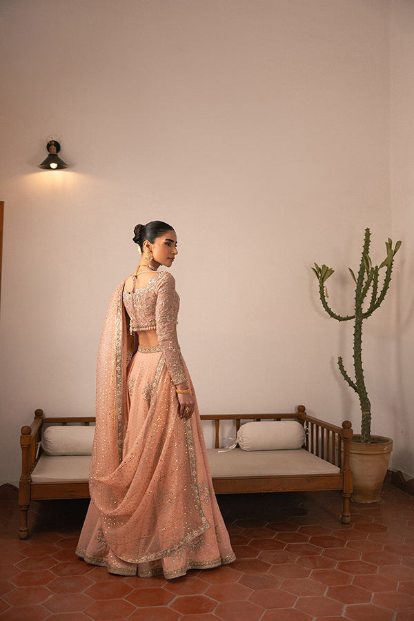 Bridal Wedding Dress in Pink Choli and Lehenga Style Online