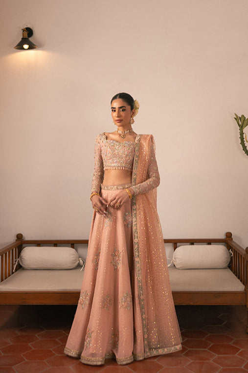 Bridal Wedding Dress in Pink Choli and Lehenga Style