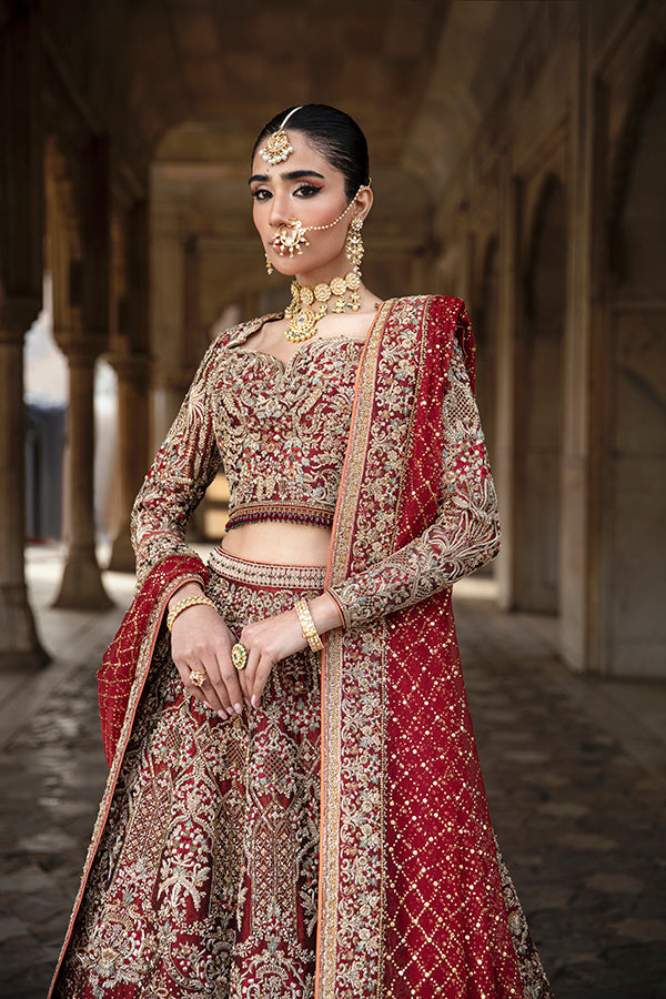 Bridal Wedding Dress in Red Lehenga Choli Dupatta Style Online