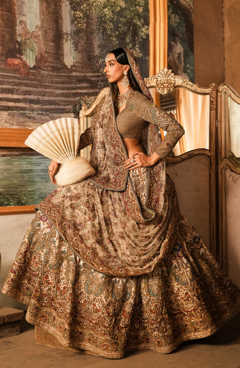 Bridal Wedding Dress in White Lehenga and Choli Style