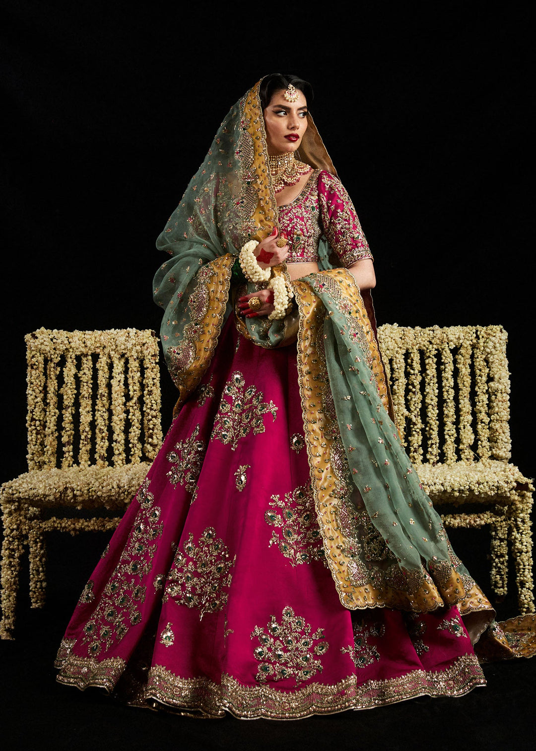 Bridal Wedding Mehndi Dress in Lehenga and Choli Style