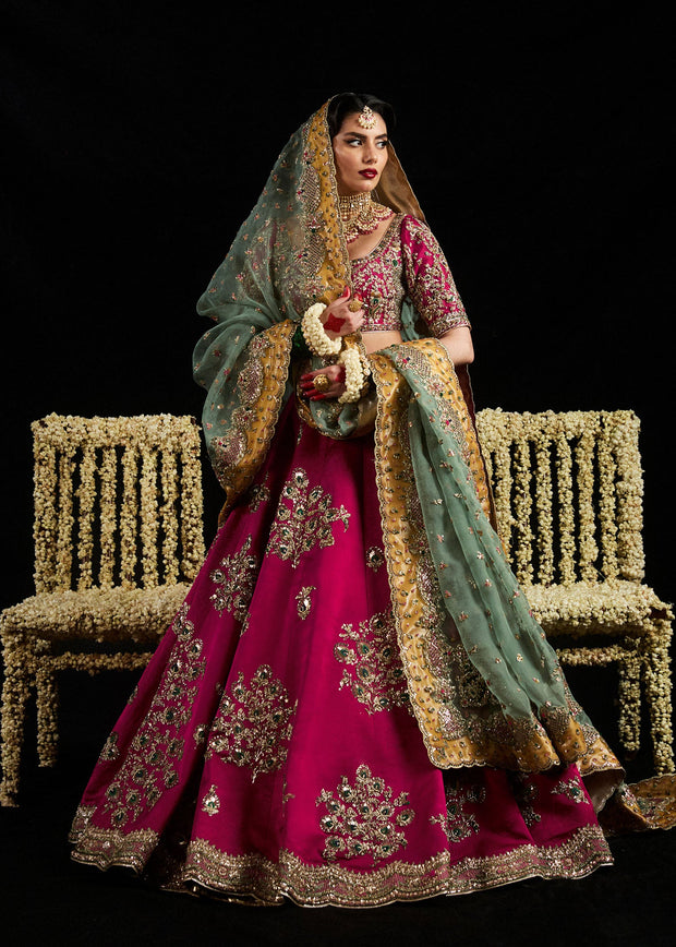 Bridal Wedding Mehndi Dress in Lehenga and Choli Style