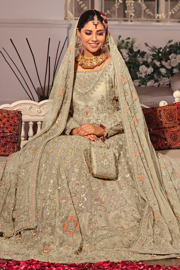 Bridal Dress Beige Net Lehenga Choli for Bridal Wear