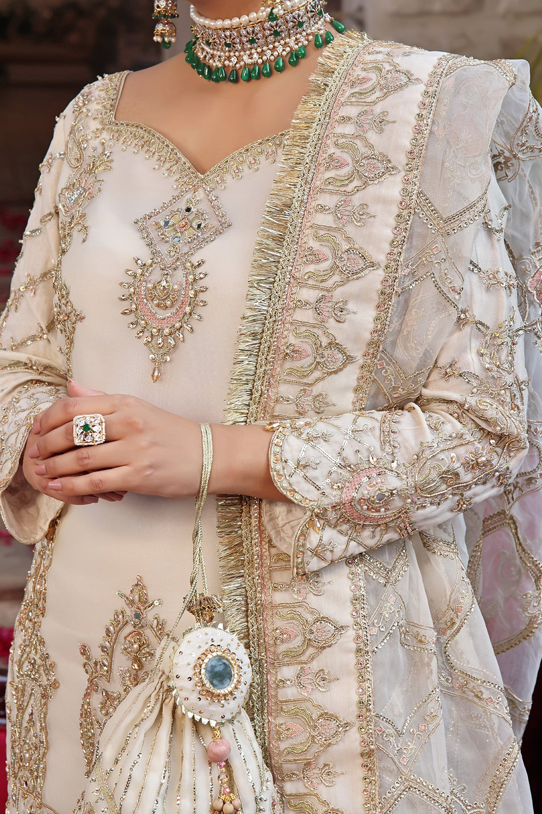 Bridal Dress Off-White Short Shirt with Gipsy Gharara