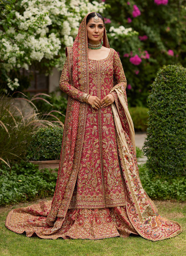 Bridal Dress in Red Farshi Lehenga style
