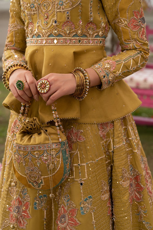Bridal Dresses Light parrot green lehnga and multicoloured dupatta