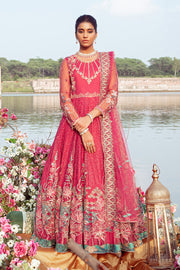 Bright Pink Embroidered Pakistani Wedding Dress in Long Frock Style