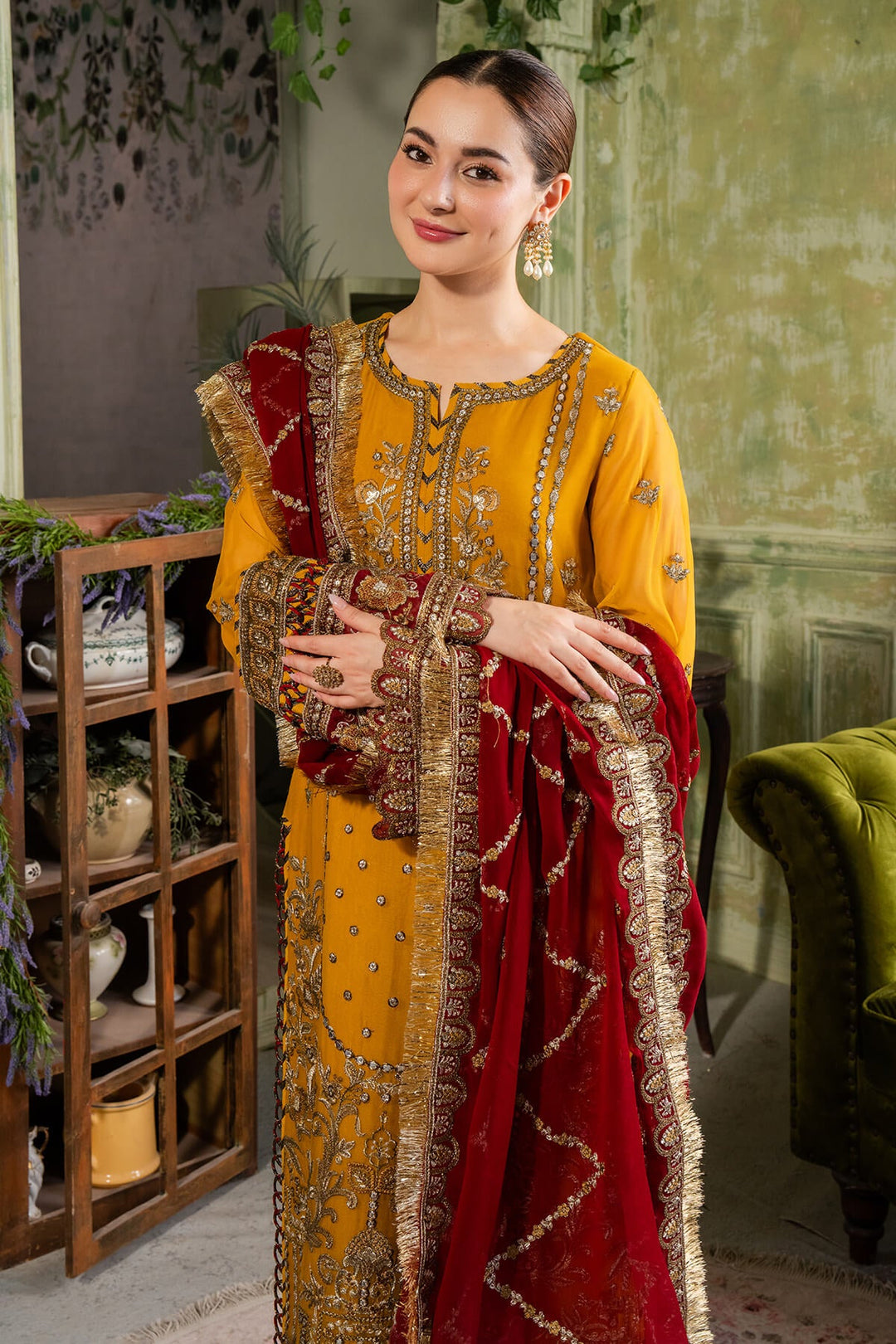 Bright Yellow Pakistani Salwar Kameez Dupatta Suit