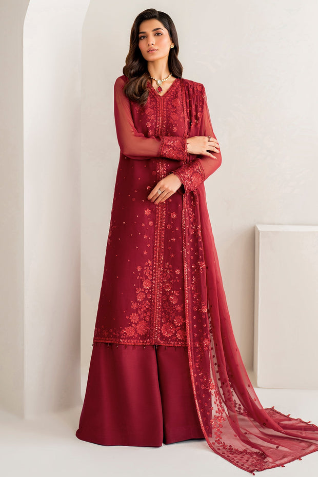 Bright Red Embroidered Pakistani Salwar Party Salwar Suit