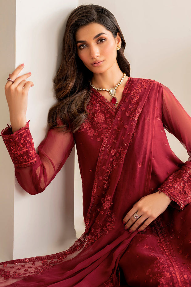 Bright Red Embroidered Salwar Kameez Party Salwar Suit