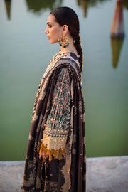 Brown Heavily Embellished Pakistani Long Kameez Salwar Suit