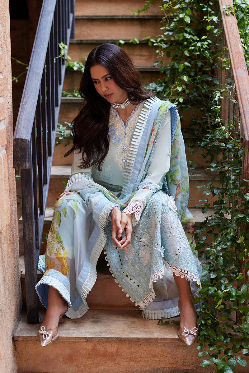 Buy Alluring Aqua Blue Shade Embroidered Pakistani Salwar Kameez Suit 2024