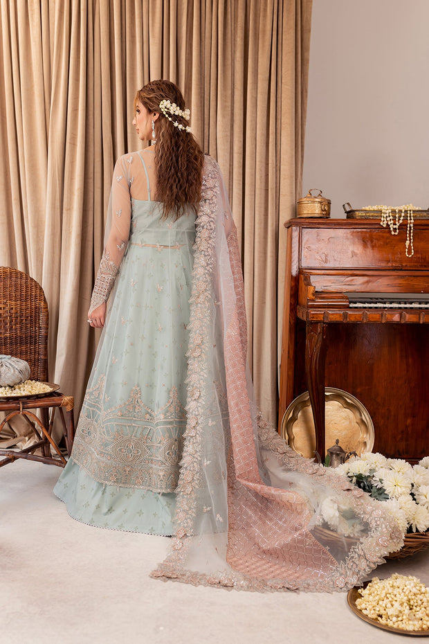 Buy Aqua Blue Embroidered Gown Style Lehenga Pakistani Wedding Dress 2023