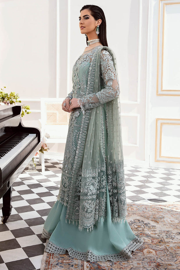 Buy Aqua Blue Heavily Embellished Pakistani Wedding Dress Kameez Sharara