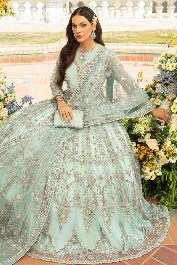 Buy Aqua Blue Heavily Embellished Pishwas Frock Pakistani Wedding Dress
