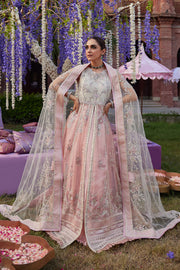 Buy Baby Pink Shade Embroidered Pakistani Wedding Dress in Pishwas Style