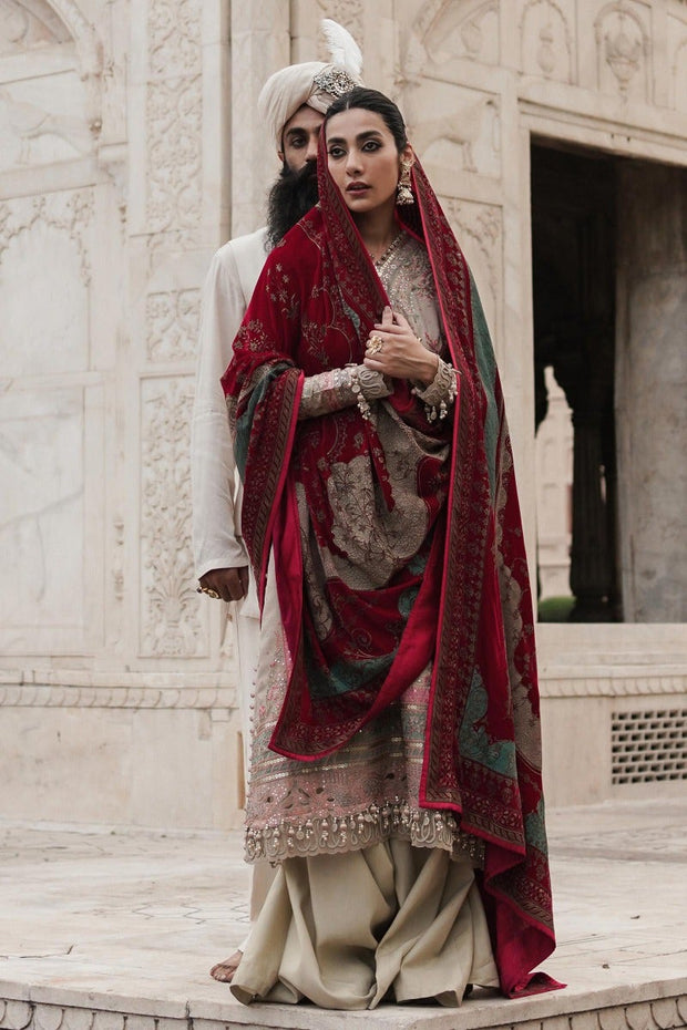 Buy Beige Heavily Embellished Pakistani Kameez Salwar Suit Red Dupatta 2023
